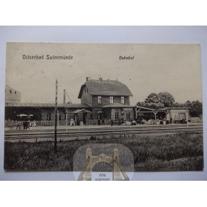Świnoujście, Swinemunde, dworzec, peron, ok. 1908