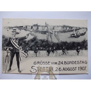 Szczecin, Stettin, panorama, Dzień Związku Rowerowego 1907