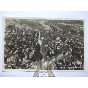 Szczecin, Stettin, panorama lotnicza, ok. 1936