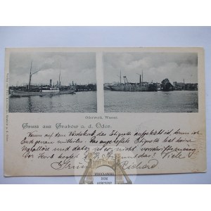 Szczecin, Stettin, Grabów, Odra, statki, 1904