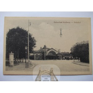 Kołobrzeg, Kolberg, dworzec, ok. 1920