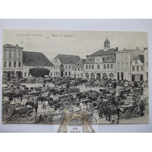 Slawno, Schlawe, Marktplatz am Markttag, 1910