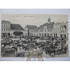 Sławno, Schlawe, Rynek w dzień targowy, 1910