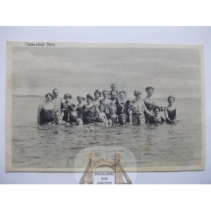 Hel, Hela, turyści w kąpieli, ok. 1910
