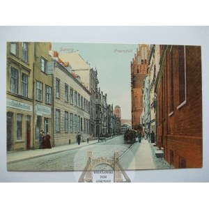 Gdańsk, Danzig, ul. Żabi Kruk, kościół, szyldy, 1907