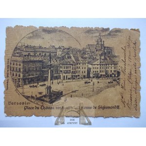 Warschau, Schlossplatz, stilisiert auf altem Pergament, ca. 1900