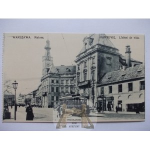 Warszawa, Ratusz, tramwaj, wyd. Chlebowski nr 55 ok. 1910