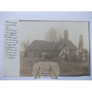 Stromiany k. Sieradz, spalona chata, 1914