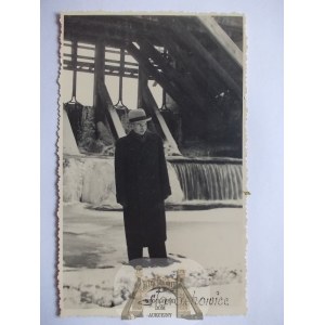 Starachowice, jaz, mężczyzna, prywatna kartka, 1938