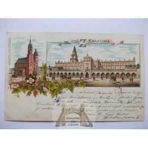 Kraków, litografia, 2 widoki, 1902