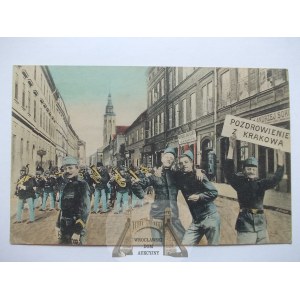Krakau, Straße, Collage, Soldaten, 1911