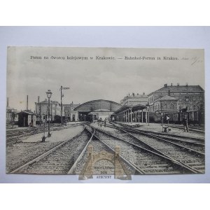 Kraków, dworzec, perony, 1909