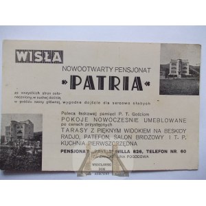 Wisła, Pensjonat Patria, reklama, ok. 1935