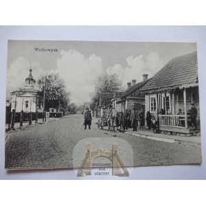 Wołkowysk k. Grodno, ulica, cerkiew, ok. 1916