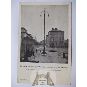 Lwów, budowa dworca, maszt, ok. 1900