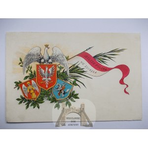 Patriotyczna, orzeł, flaga, litografia, 1906