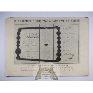 Patriotyczna, traktat wersalski, karta, Dmowski, Padarewski, Obóz Wielkiej Polski, ok. 1930