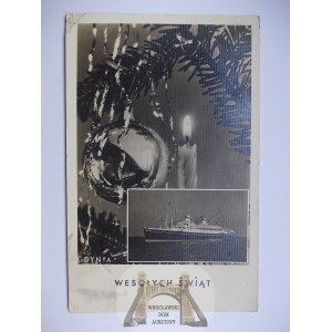 Statek Batory, świąteczna, 1938