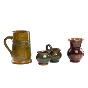Zestaw ceramiki dekoracyjnej - ludowa ceramika z Rędocina, Spółdzielnia Chałupnik w Iłży