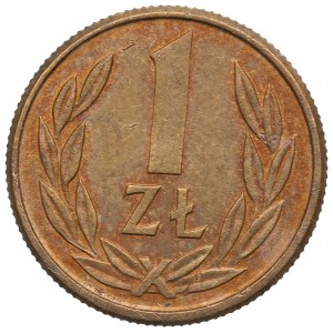 Poľská ľudová republika, odznak s vyobrazením mince v hodnote 1 zlotý