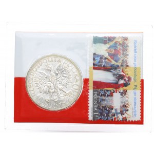 III RP, 10 zloty II RP with countermark to commemorate the 6th visit of John Paul II to Poland