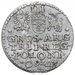 Zygmunt III Waza, Trojak 1592, Malbork - rzadkie popiersie