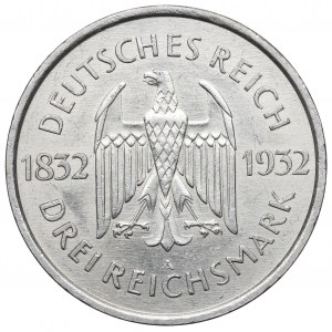 Niemcy, Republika Weimarska, 3 marki 1932 D, Goethe