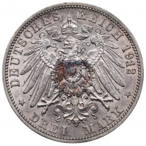 Niemcy, Badenia, 3 marki 1912