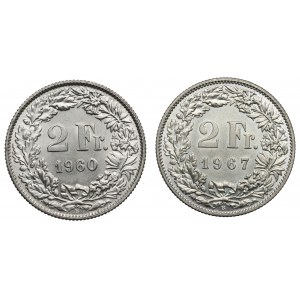 Switzerland, Lot of 2 francs 1960-67
