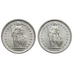 Švajčiarsko, sada 2 frankov 1960-67