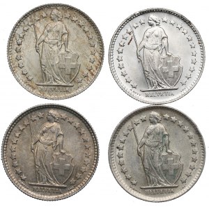 Švajčiarsko, sada 1/2 franku 1920-51