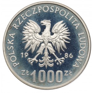 Poľská ľudová republika, 1 000 zlatých 1986 Mexiko - vzorka Ag
