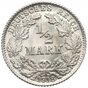 Germany, 1/2 mark 1918 D