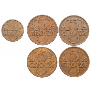 II RP, Zestaw 1-5 groszy 1936