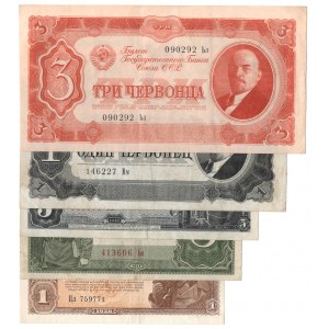 USSR, set of rubles and reds - 5 pieces