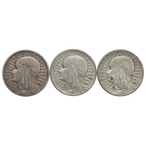 II RP, Zestaw 5 złotych 1932-34 Głowa Kobiety