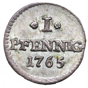 Saksonia, Fryderyk August, 1 fenig 1765 C, Drezno - wyśmienity
