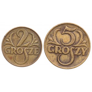 Second Republic, Set of 2 and 5 pennies 1923