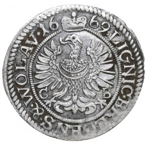 Slezsko, knížectví legnicko-brzesko-wołowskie, 3 krajcary 1669, Brzeg - WOLAV