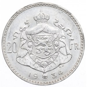Belgium, 20 francs 1934