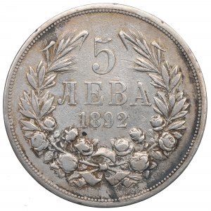 Bulgaria, 5 leva 1892