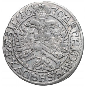Śląsk pod panowaniem Habsburgów, Leopold I, 3 krajcary 1670, Wrocław - nieopisany