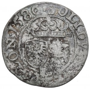 Stefan Batory, 1586 šiling, Olkusz - rarita N-H podľa koruny
