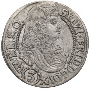 Sliezsko, vojvodstvo Olešnica, Sylvius Frederick, 3 krajcary 1676, Olešnica