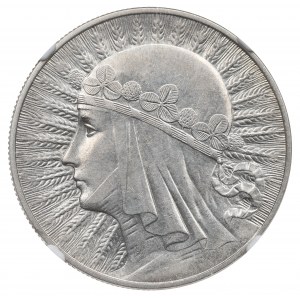 II RP, 10 złotych 1933 Głowa kobiety - NGC AU58