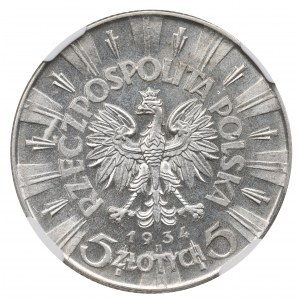 II RP, 5 złotych 1934 Piłsudski - NGC AU58