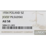 II RP, 5 złotych 1934 Piłsudski - NGC AU58