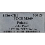 PRL, 200 złotych 1986 Jan Paweł II - Valcambi PCGS MS69