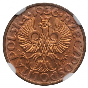 II Republic of Poland, 2 groschen 1936 - NGC MS66 RD