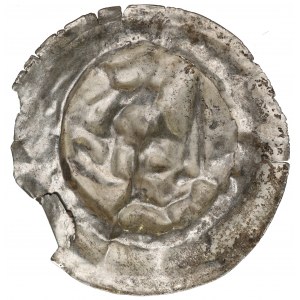 Przemysł II (1277-1297), brakteat, popiersie księcia z mieczem w prawo - RZADKI